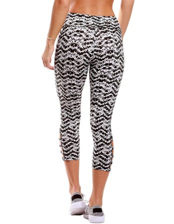 Light Monochrome Print Crisscross Detail Leggings