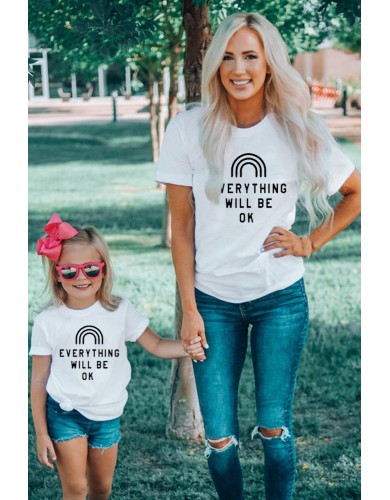 EVERYTHING WILL BE OK Graphic White Tee