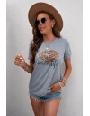 Leopard Lip Mom Life Gray T-shirt