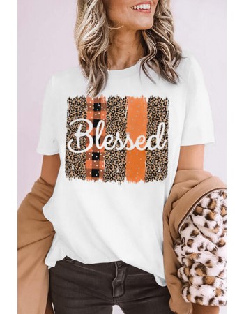 Blessed Leopard Plaid T-shirt