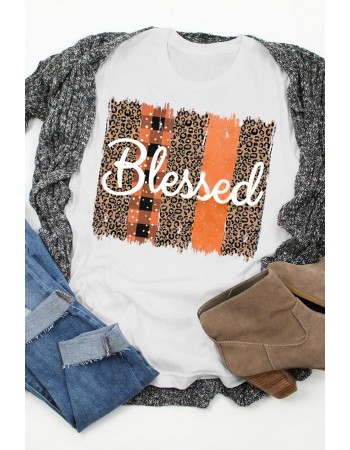 Blessed Leopard Plaid T-shirt