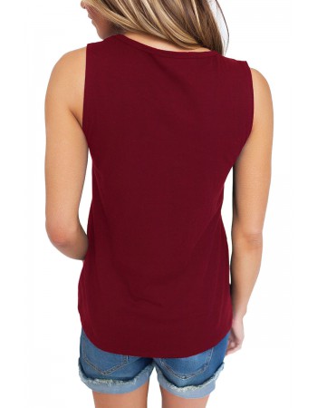 Wine T Front Strappy Neck Tank